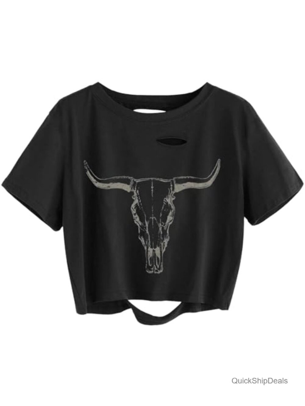 Women's Country Music Graphic Distressed Crop Top Short Sleeve